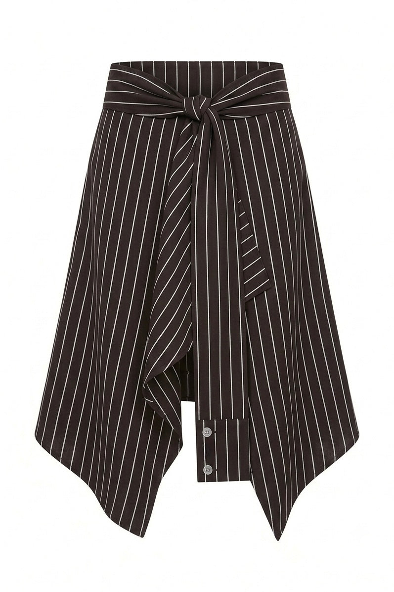The Black Striped Waist-tied shirt