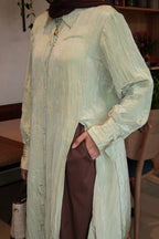 The Crushed Long Shirt in Sage Green