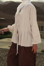 The Linen Bow Top in Beige