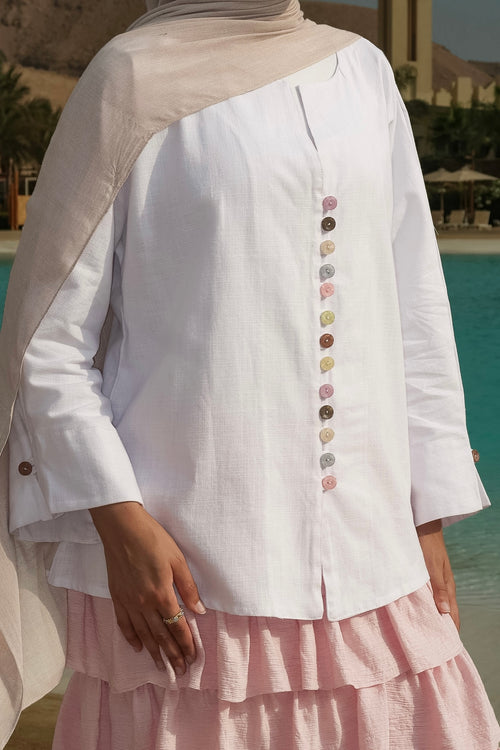 Button Pop Linen Top