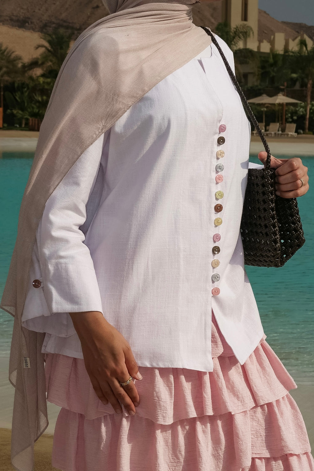Button Pop Linen Top