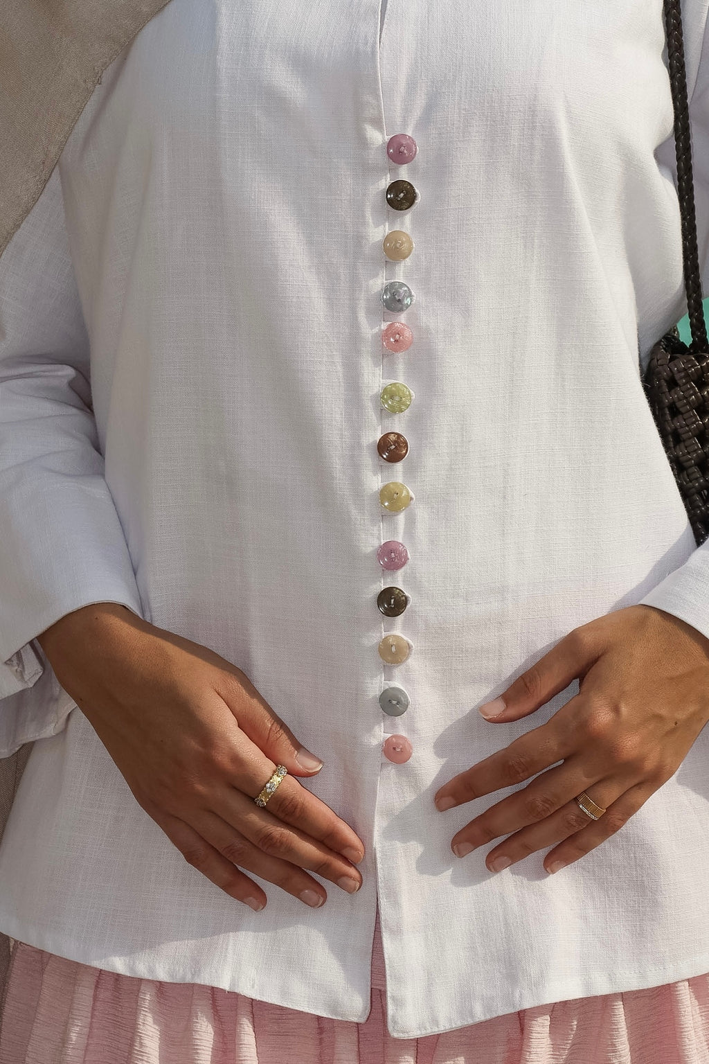 Button Pop Linen Top