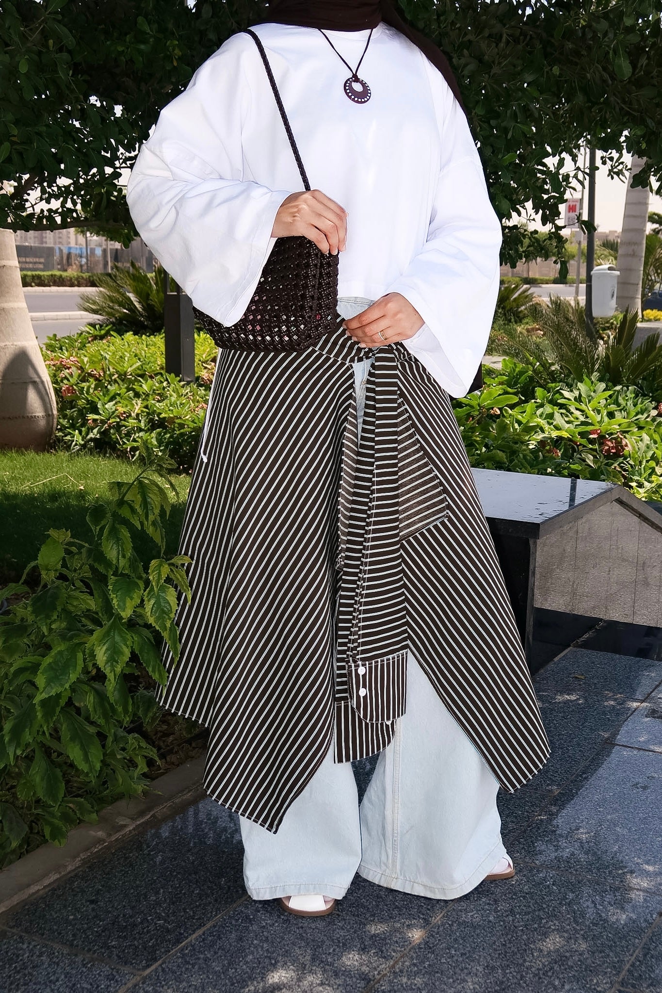 The Brown Striped Waist-tied Shirt