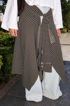 The Brown Striped Waist-tied Shirt