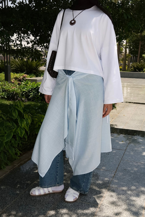 Linen Striped Waist-tied Shirt