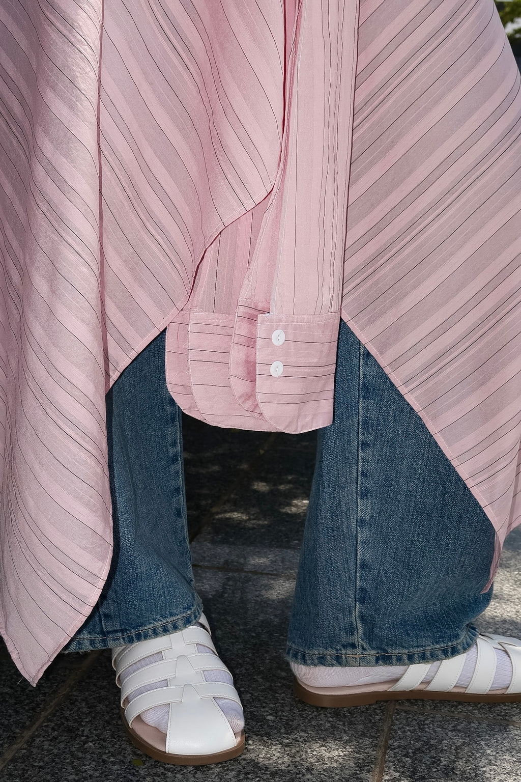 The Pink Striped Waist-tied Shirt