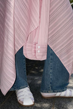 The Pink Striped Waist-tied Shirt