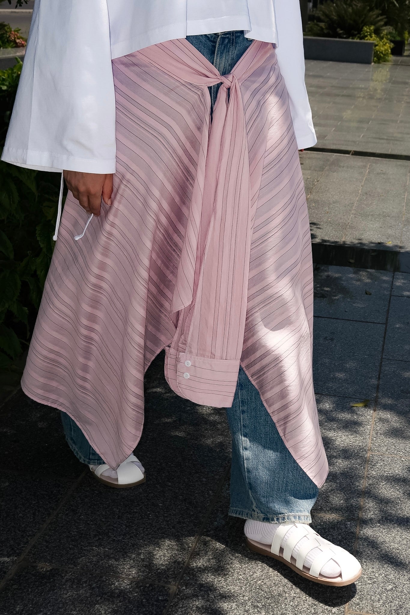 The Pink Striped Waist-tied Shirt
