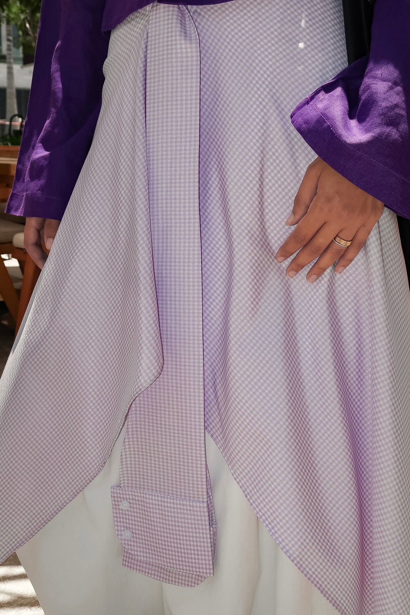 The Lilac Checkered Waist-tied Shirt